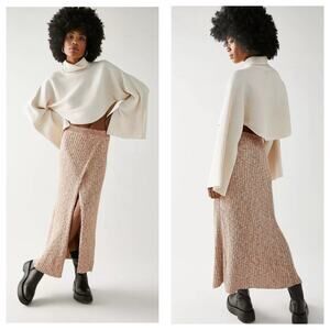 Free People Better Days Ribbed Knit Midi Skirt Size Small High Rise Sweater